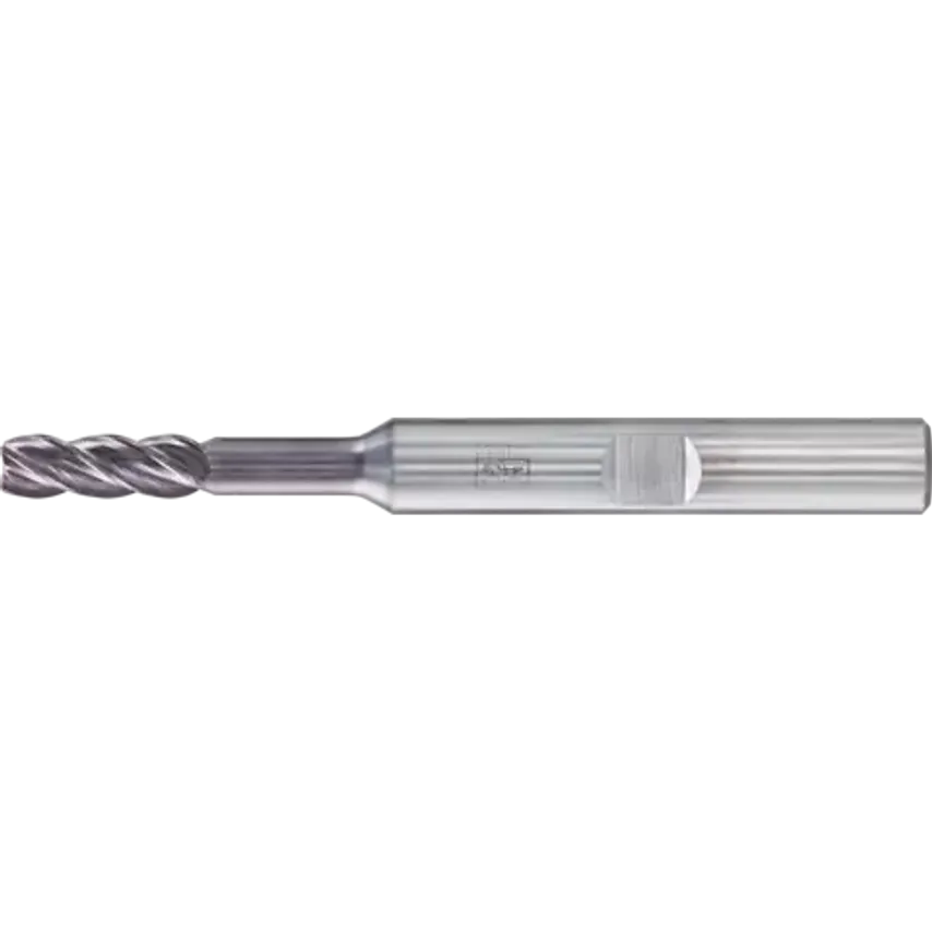 VHM Corner Mill Long 4 Blades Diameter 4mm 45 Chamfer TiAlN Shank HB Universal Line Roughing Finishing Slot Cutting