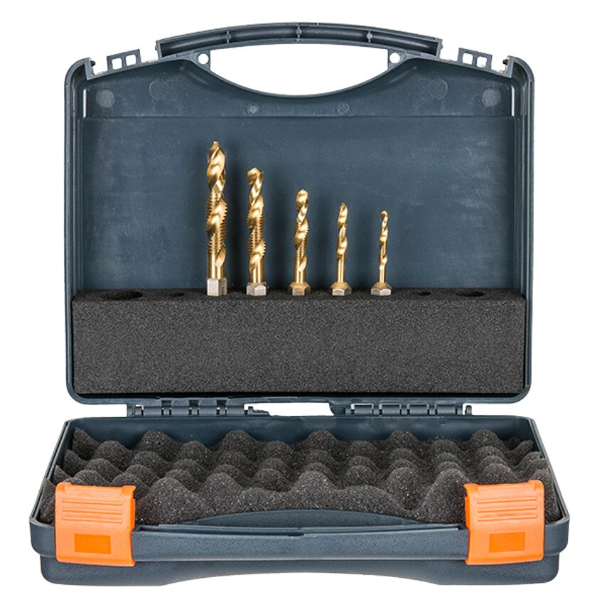 VersaDrive Spiral Flute Combi Drill Tap Set, 1/4, 5/16, 3/8, 1/2" UNC