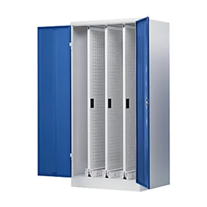 Vertical Pull-Out Cupboard, With 3 Drawers, Light Grey/Gentian Blue