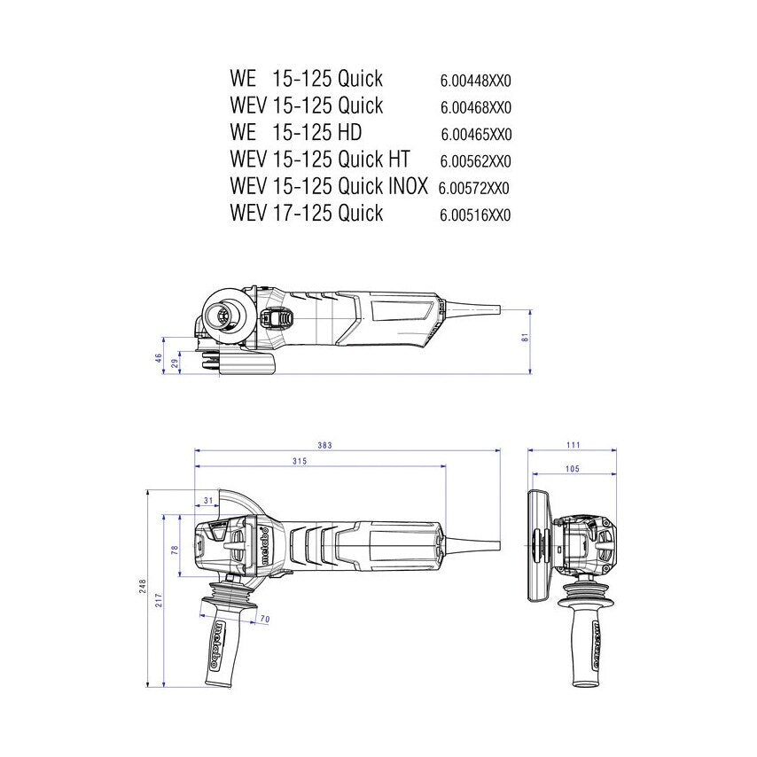 WE15-125 - 1550W Angle Grinder - 110V