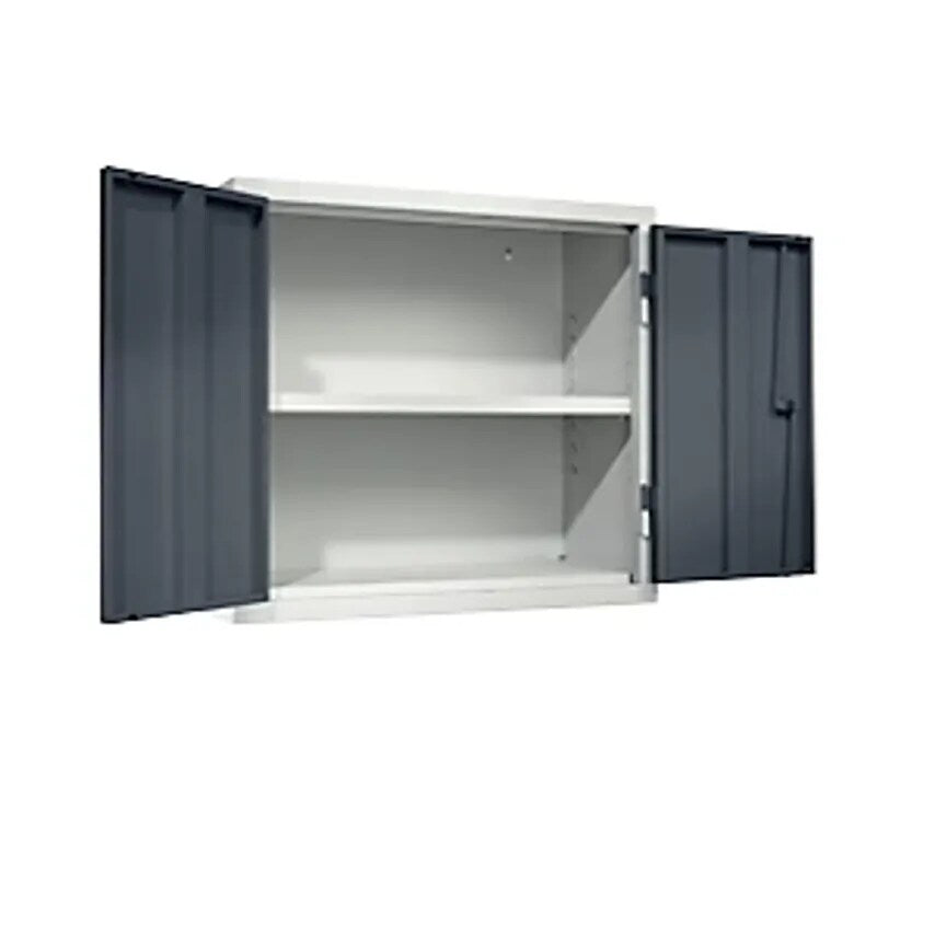Wall Mounted Cupboard For The Workshop - HxWxD 600 X 650 X 320mm - Solid Panel Doors, Basalt Grey RAL 7012