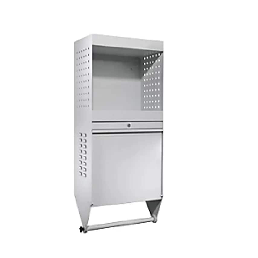 Wall Mounted Cupboard For Tools, With Folding Work Surface, Max. Reach 720mm