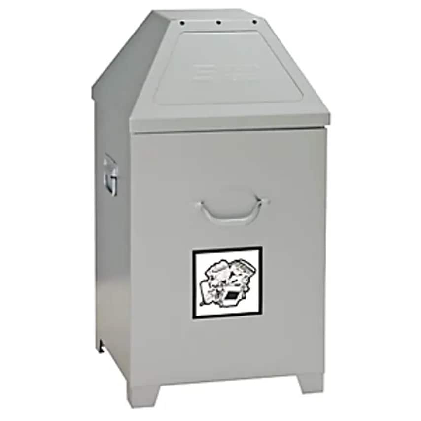 Waste Collector, 95 L, Flame Extinguishing, Removable Insert, White Aluminium