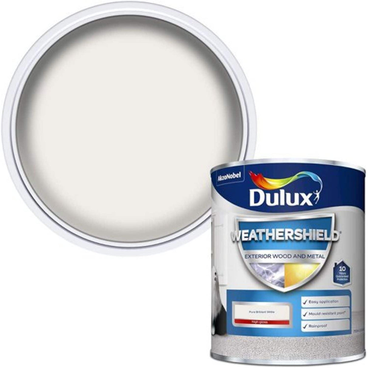 Weather Shield Exterior High Gloss Paint, 750 ml - Pure Brilliant White