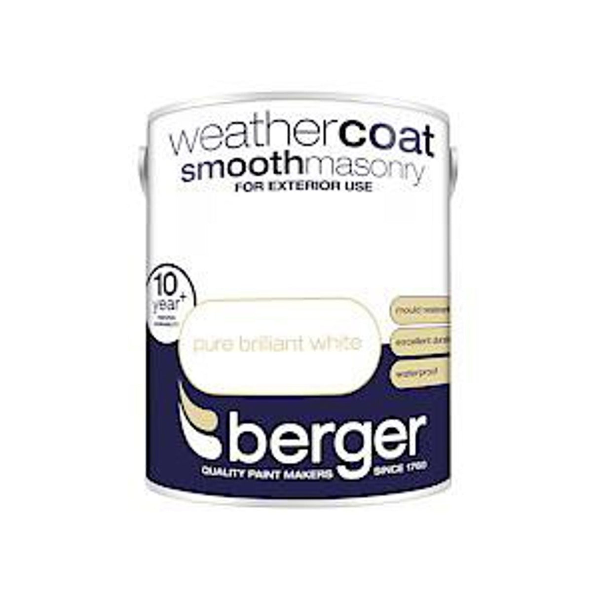 Weathercoat Brilliant White Smooth Exterior Paint - 5L