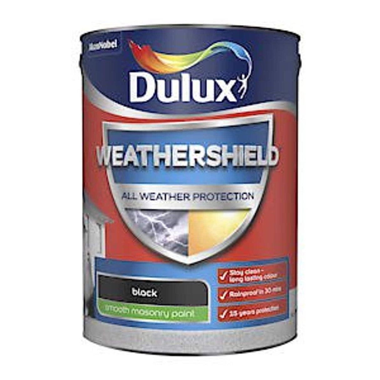 Weathershield Smooth Masonry Paint - Black - 5L