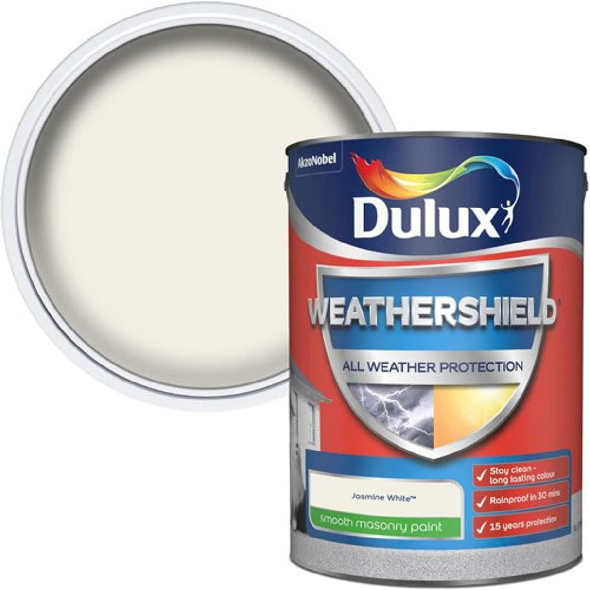 Weathershield Smooth Masonry Paint - Jasmine White - 5L
