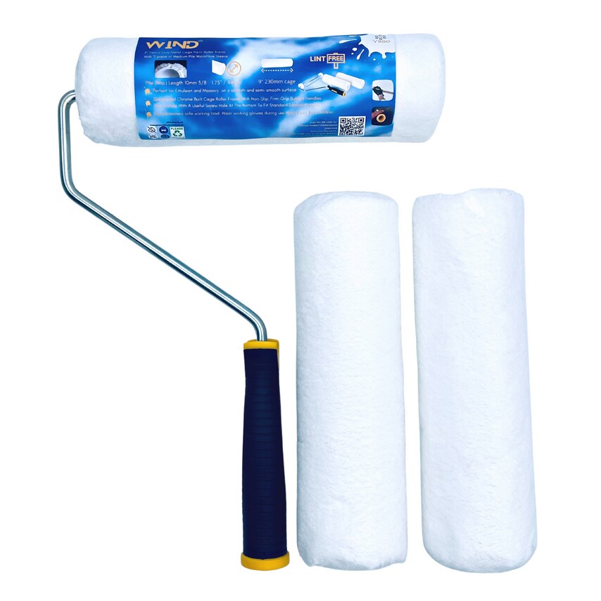 Wind Premium Quality Nap Medium Pile Microfiber Wire Cage Frame Wall Paint Roller Set