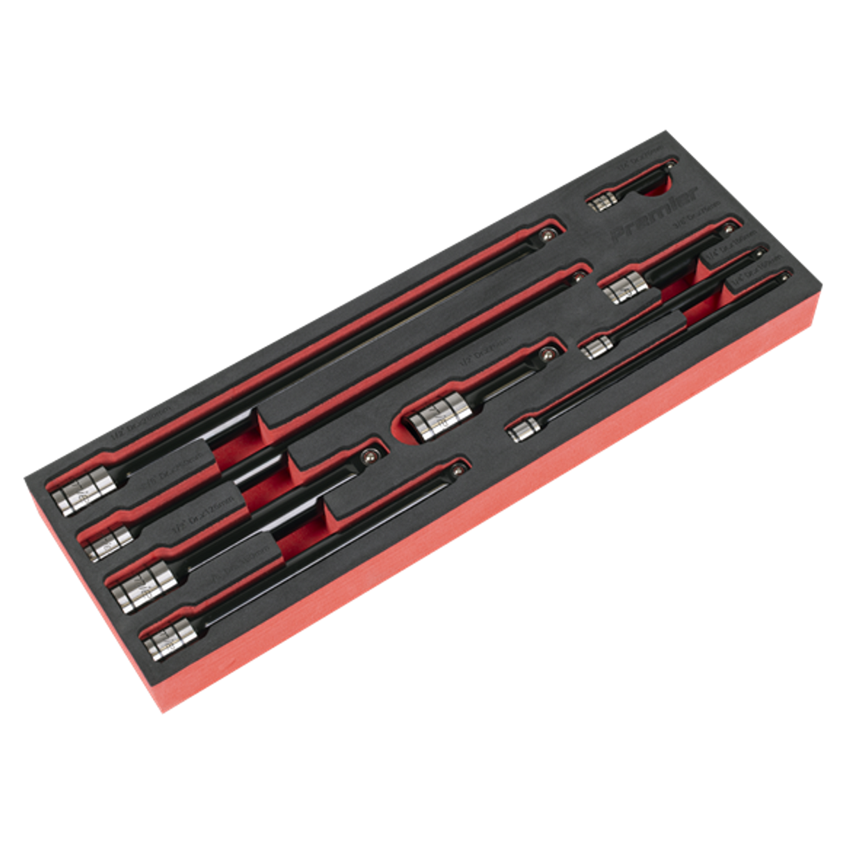 Wobble/Rigid Extension Bar Set 1/4in, 3/8in & 1/2inSq Drive 9 Piece