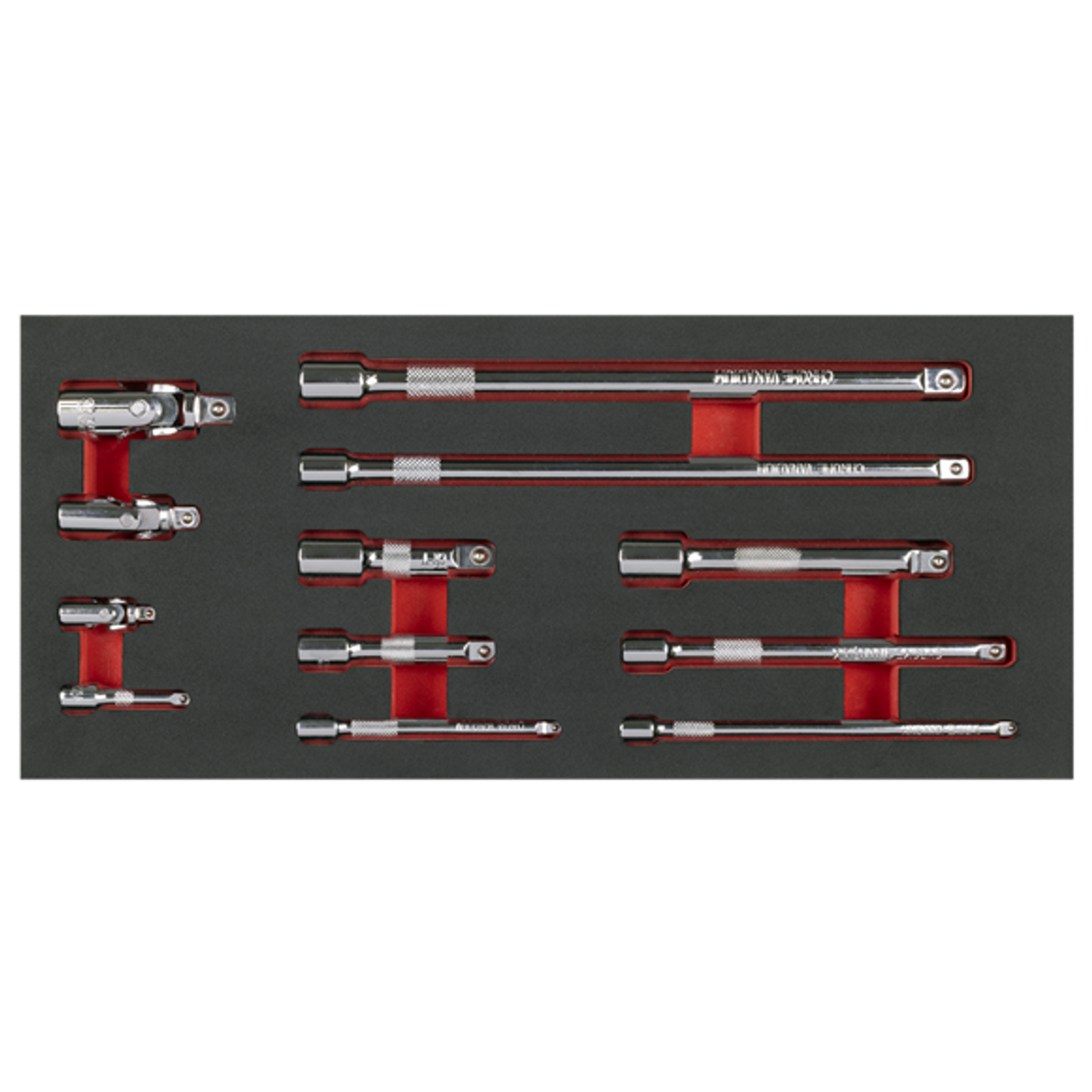 Wobble Extension Bar Set with Tool Tray 1/4in, 3/8in & 1/2inSq Drive 12 Piece