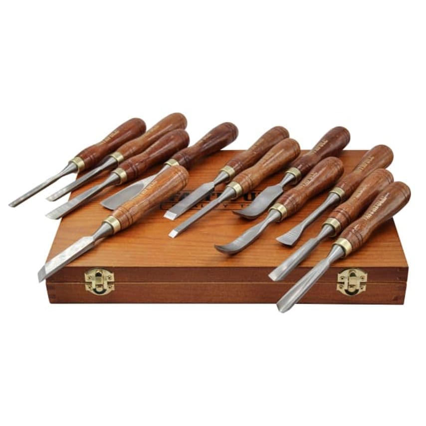 Wood Carving Chisels Set In Case - 12 Piece