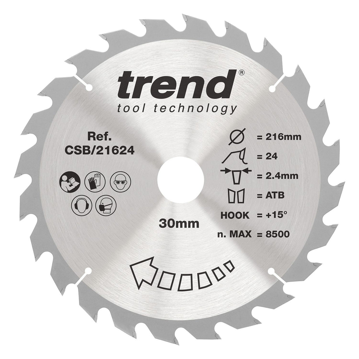 Wood Circular Saw Blade 216mm x 30mm x 24T