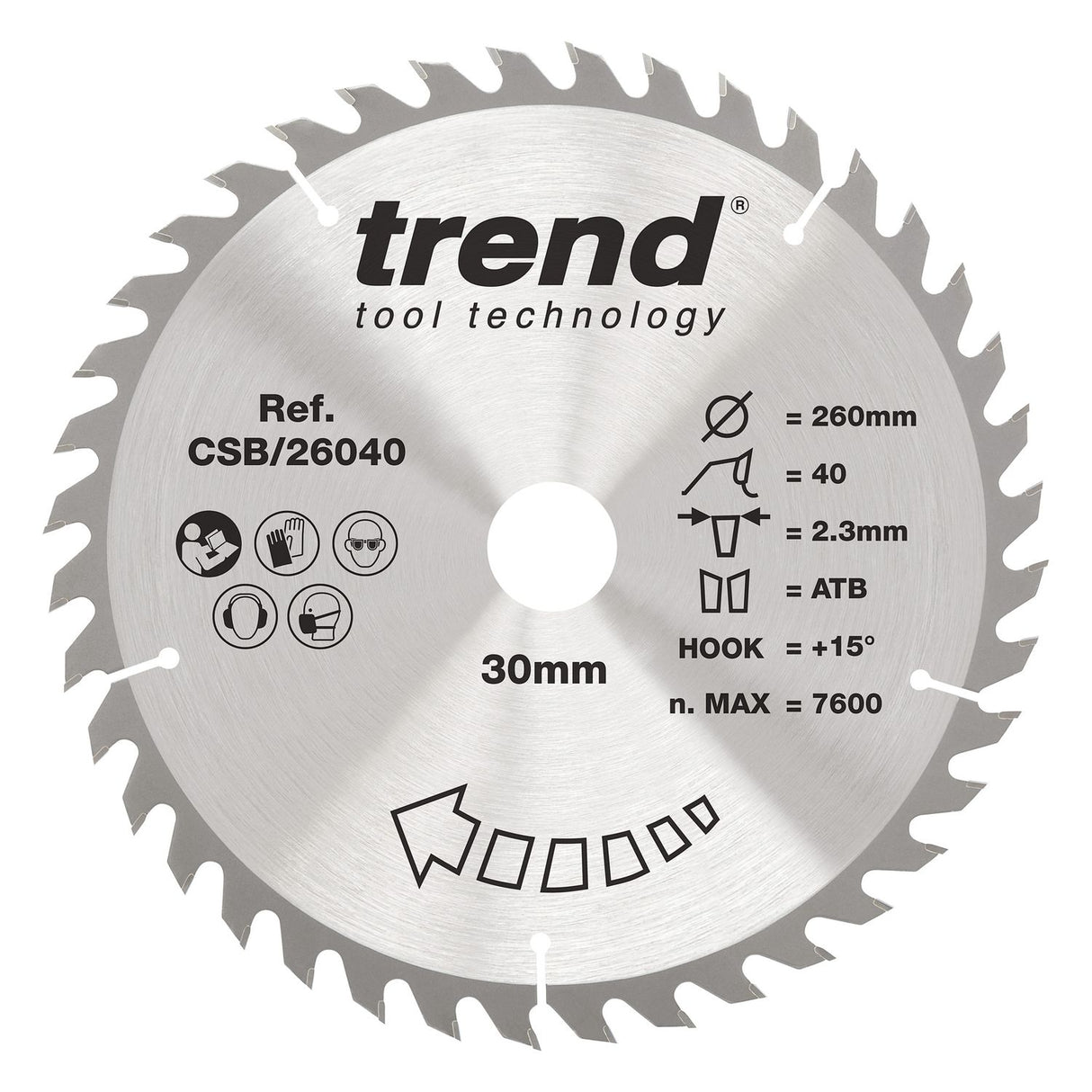 Wood Circular Saw Blade 260mm x 30mm x 40T