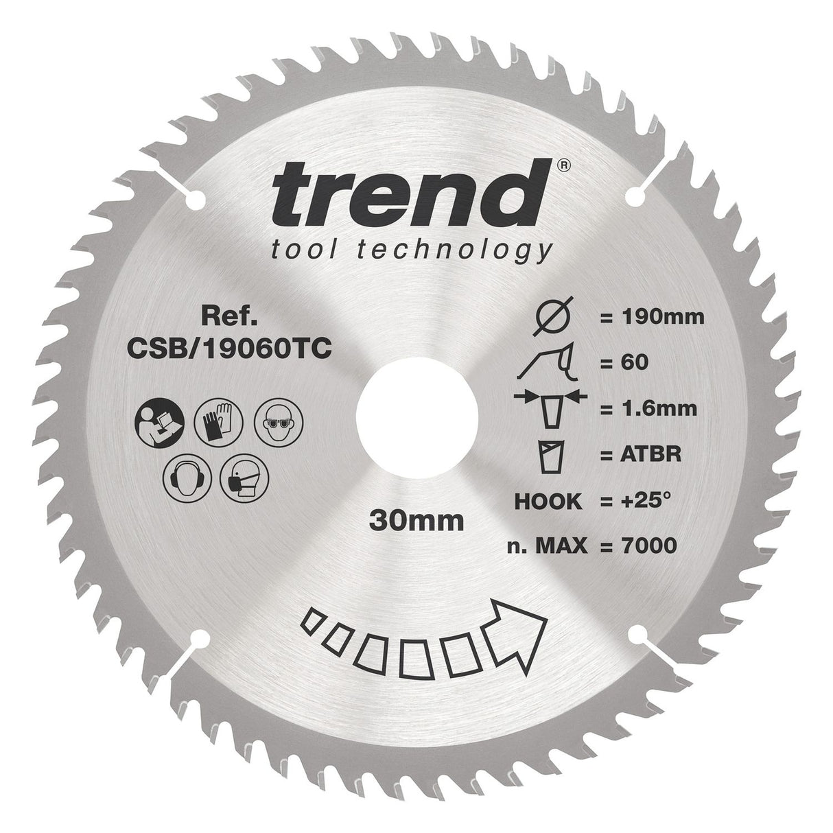 Wood Cordless Atbr Circular Saw Blade 190mm x 30mm x 60T