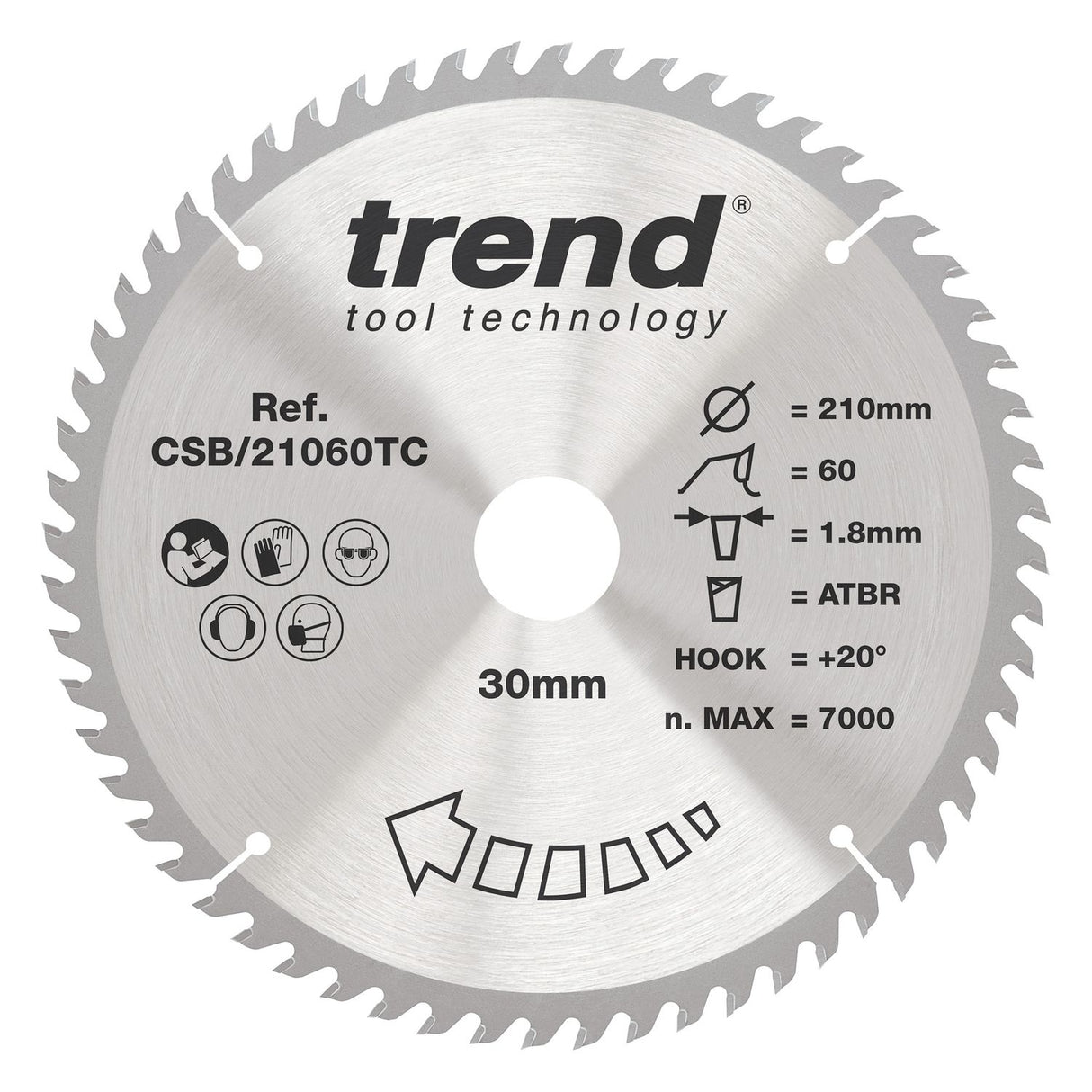 Wood Cordless Atbr Circular Saw Blade 210mm x 30mm x 60T