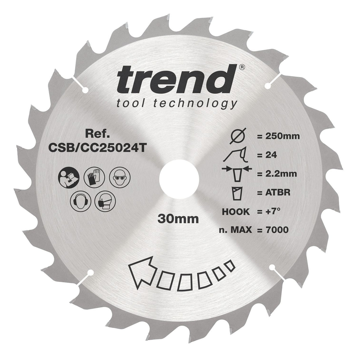 Wood Cordless Atbr Mitre Saw Blade 250mm x 30mm x 24T