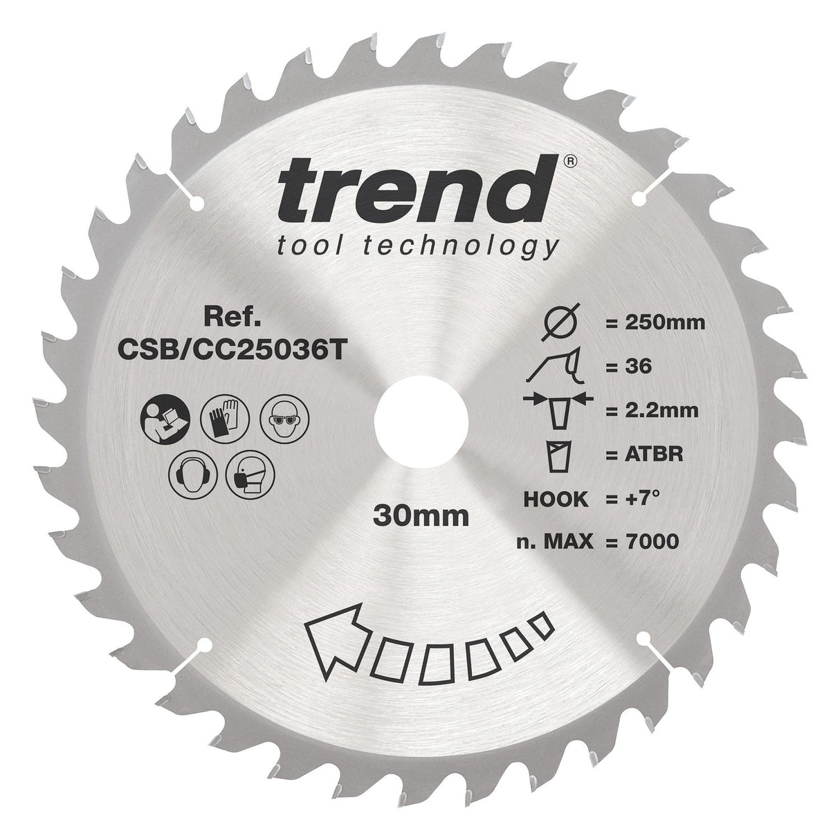 Wood Cordless Atbr Mitre Saw Blade 250mm x 30mm x 36T