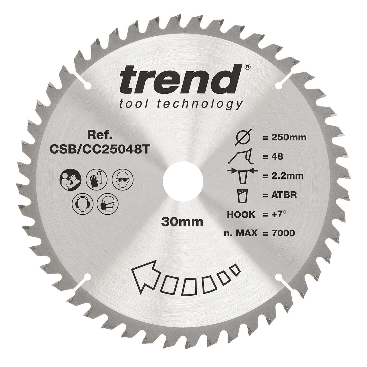 Wood Cordless Atbr Mitre Saw Blade 250mm x 30mm x 48T