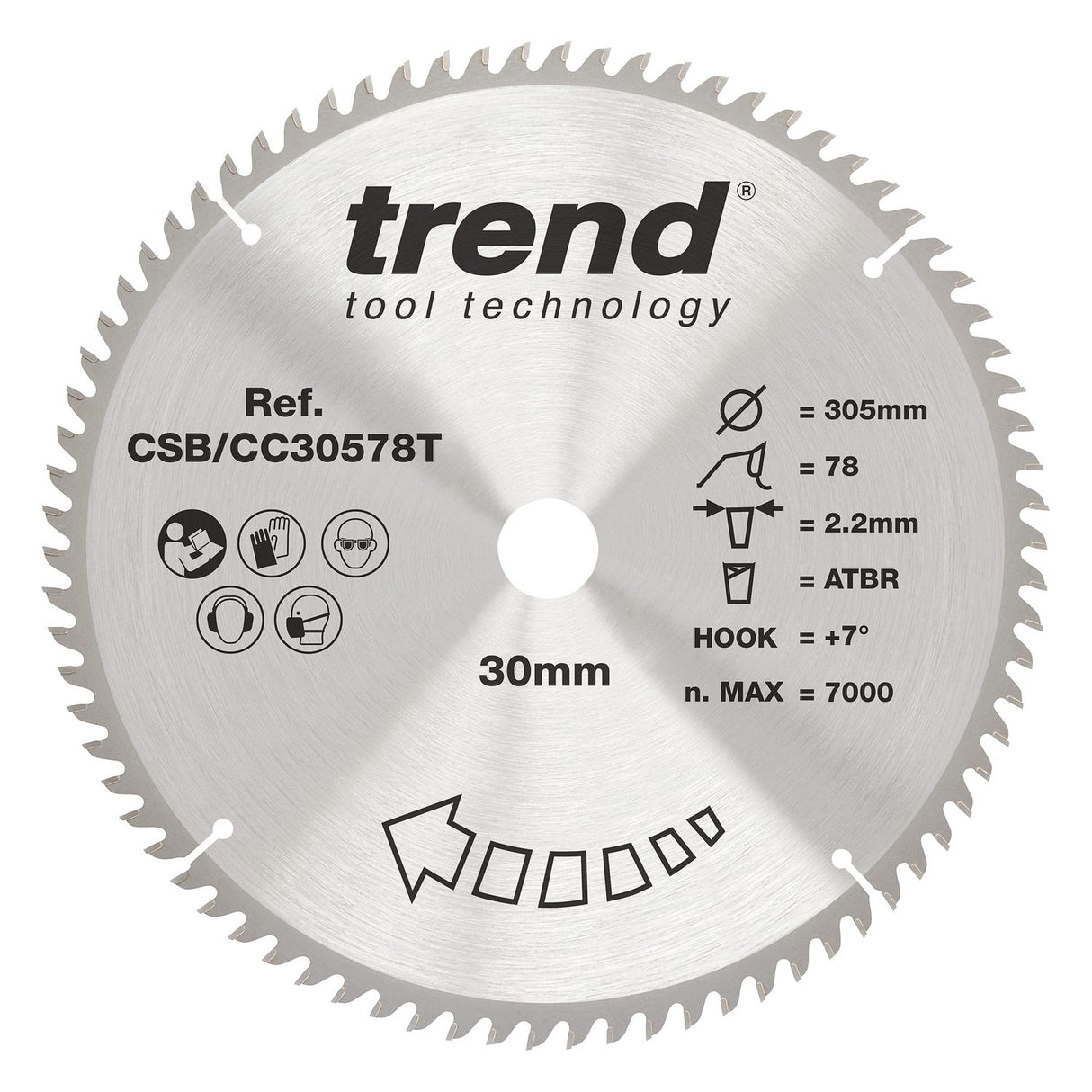 Wood Cordless Atbr Mitre Saw Blade 305mm x 30mm x 78T