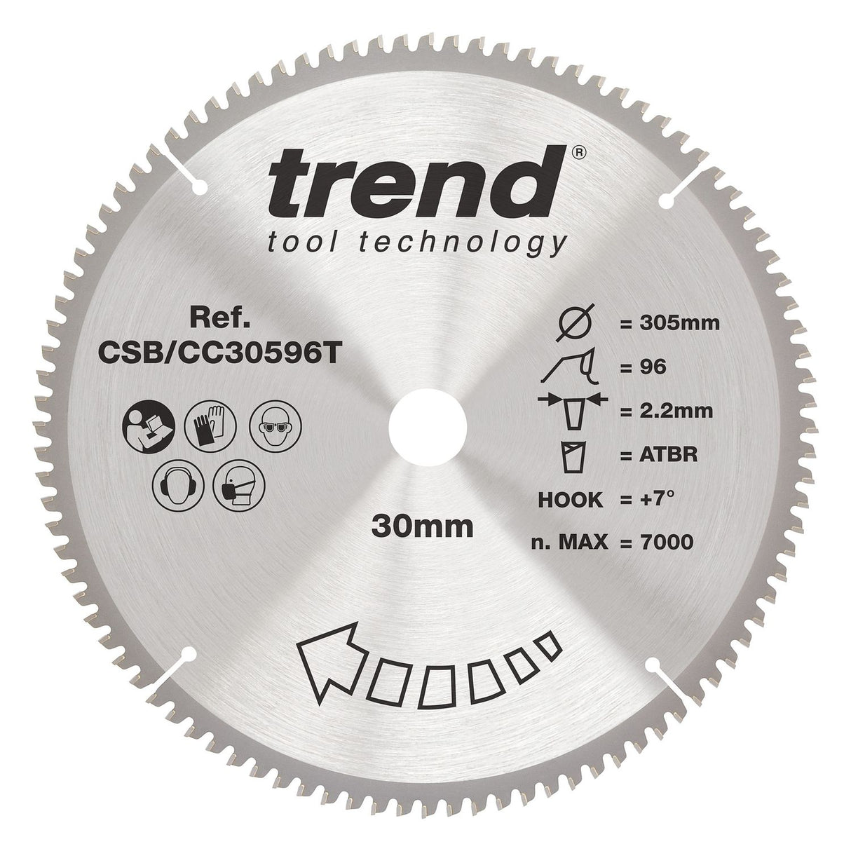 Wood Cordless Atbr Mitre Saw Blade 305mm x 30mm x 96T