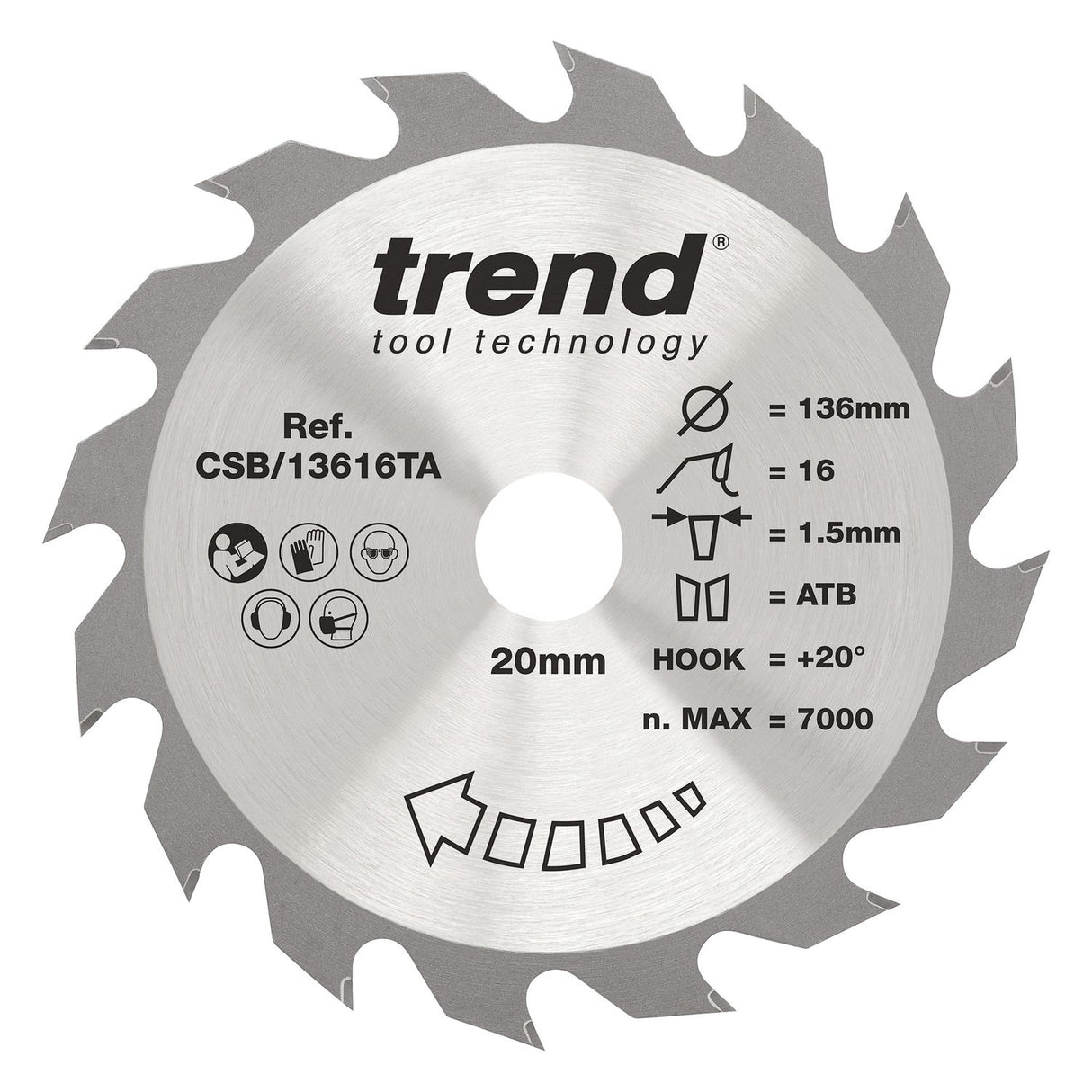 Wood Cordless Circular Saw Blade 136mm x 20mm x 16T