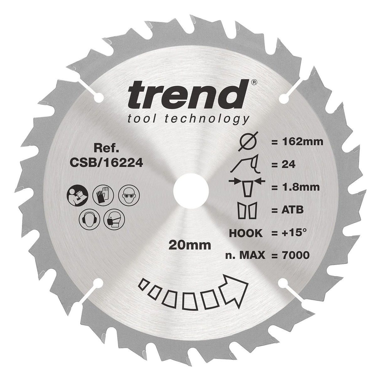 Wood Cordless Circular Saw Blade 162mm x 20mm x 24T - CSB/16224