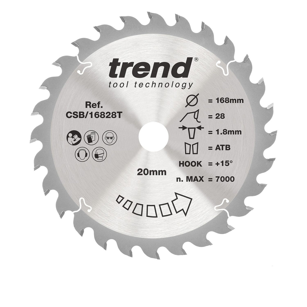 Wood Cordless Circular Saw Blade 168mm x 20mm x 28T