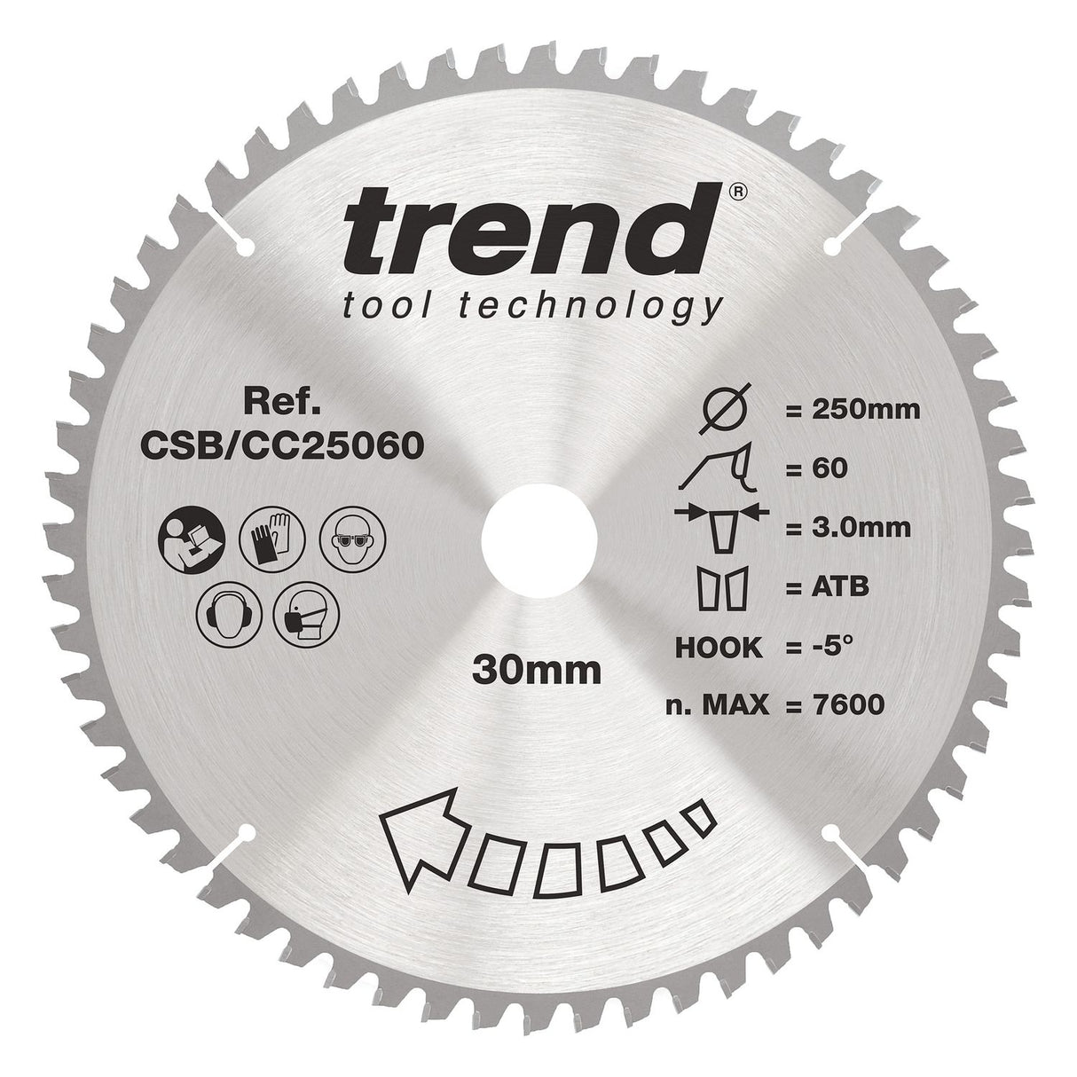 Wood Mitre Saw Blade 250mm x 30mm x 60T