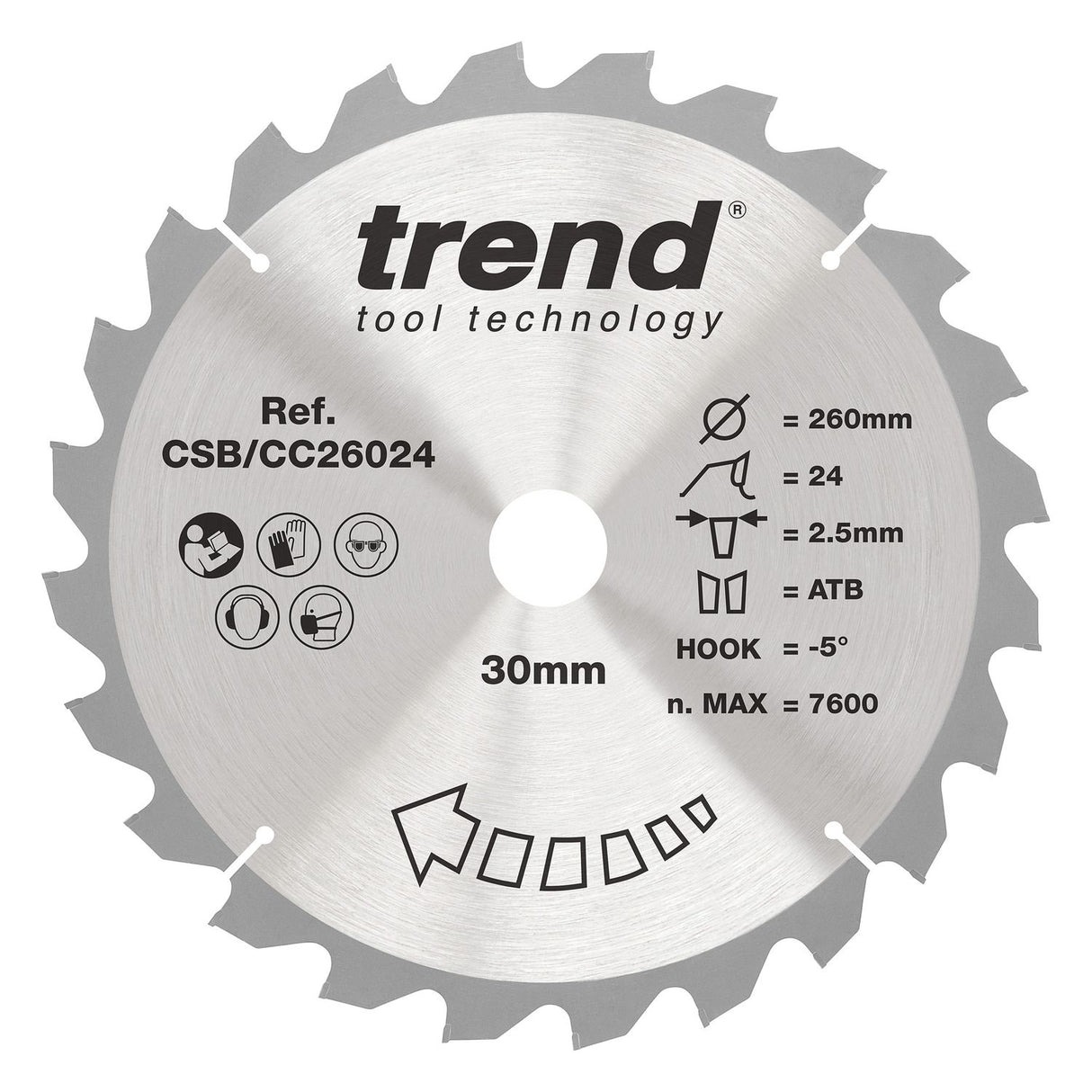 Wood Mitre Saw Blade 260mm x 30mm x 24T