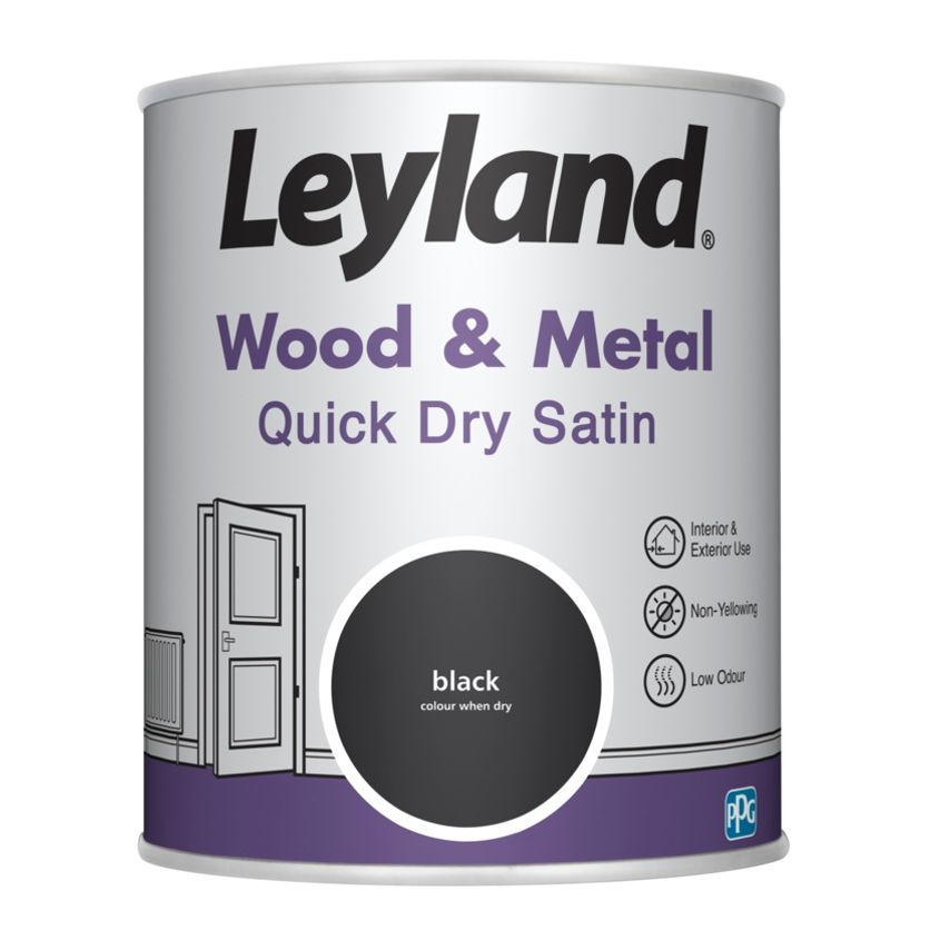 Wood & Metal Quick Dry Satin 750ml Black