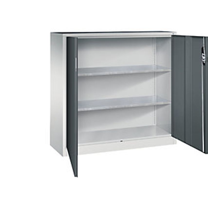 Workshop Side Cupboard With Hinged Doors, HxWxD 1200 X 1200 X 400mm, Light Grey/Charcoal