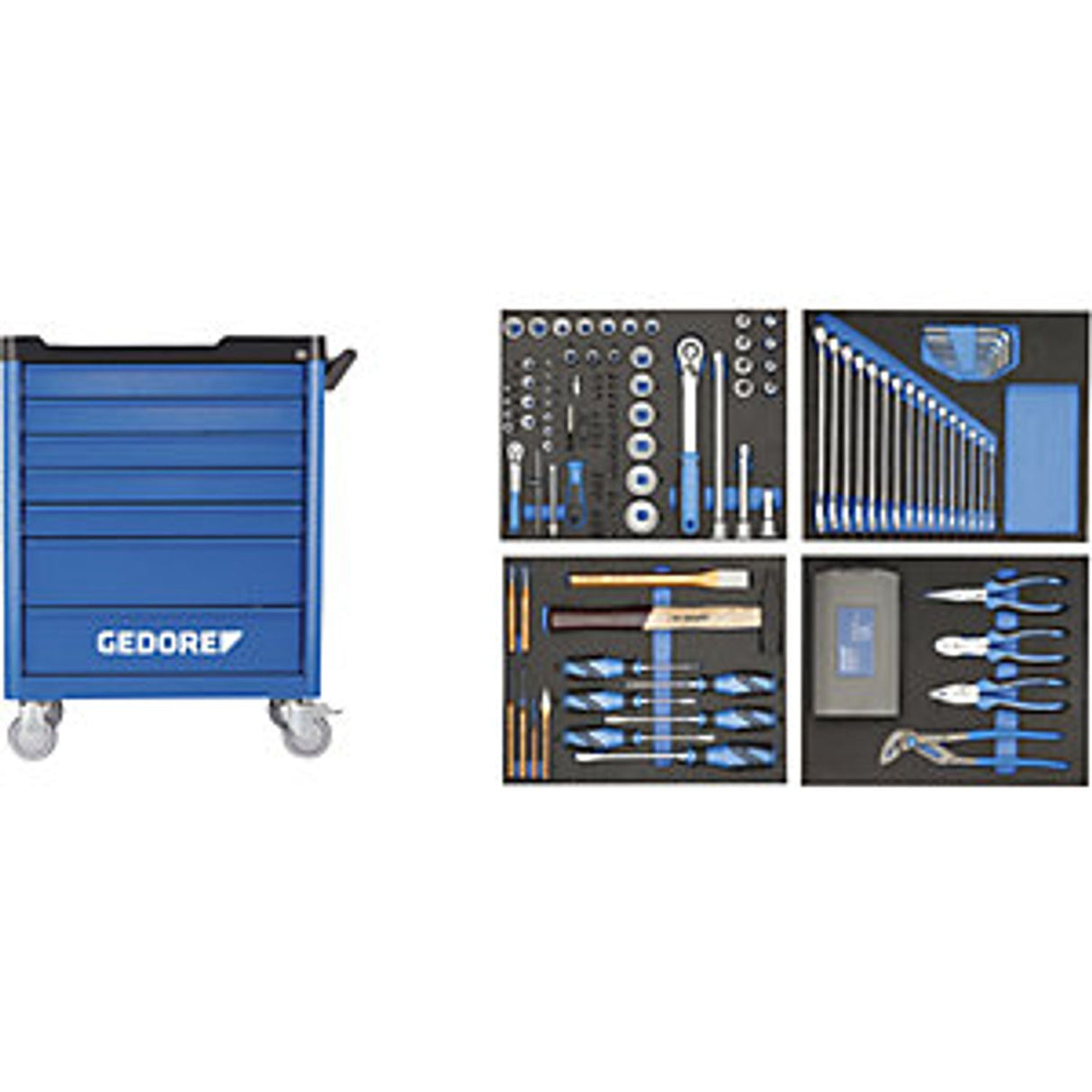 Workster Smartline Tool Trolley Fully Equipped 7 Drawers with 147 Piece Tool Kit HxWxD 1045 x 870 x 505mm