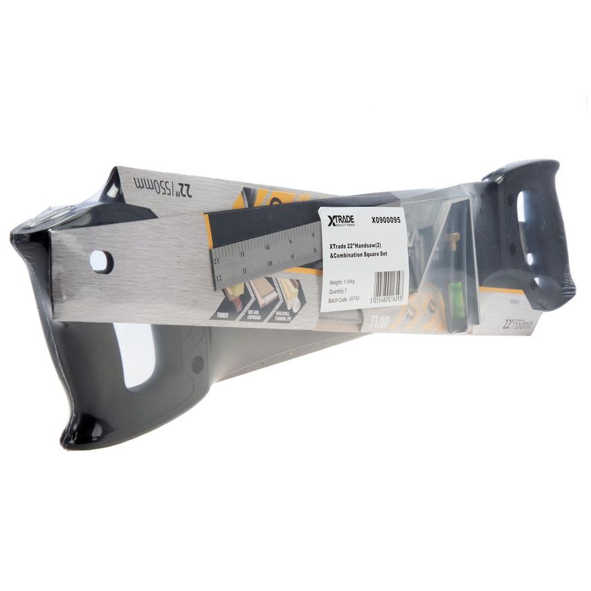 X0900095 Hand Saw 2x550mm & Combination Square Pack