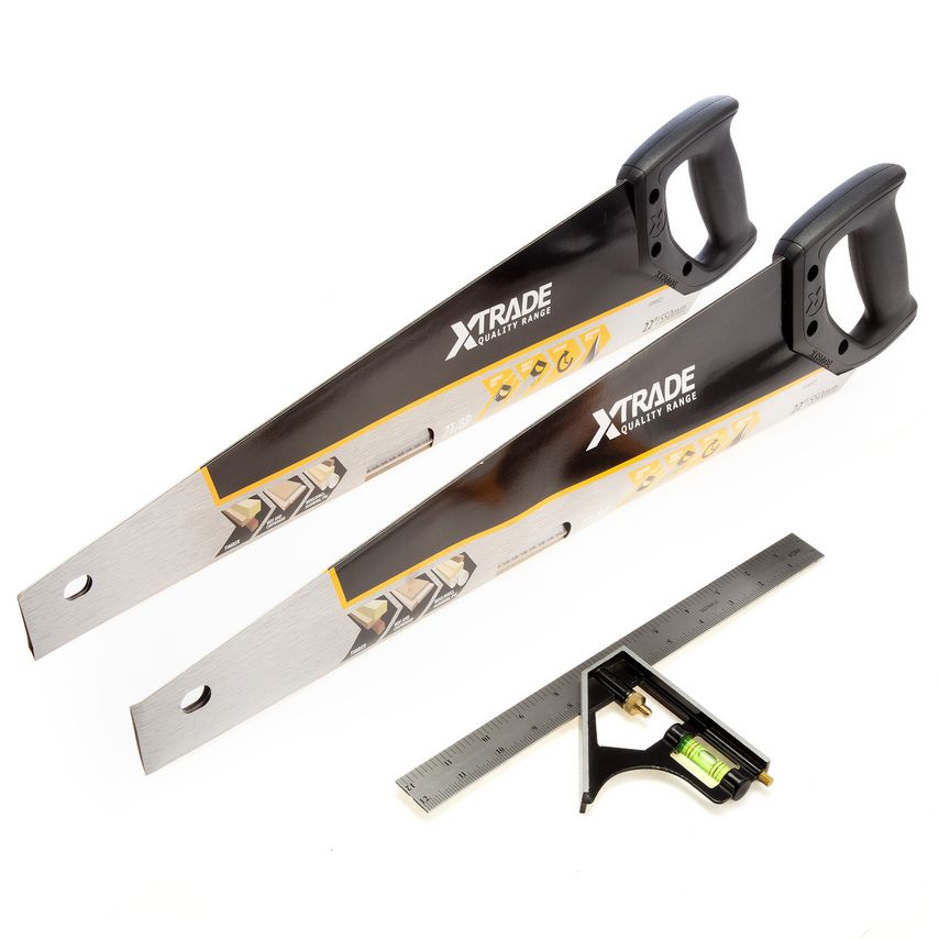 X0900095 Hand Saw 2x550mm & Combination Square Pack