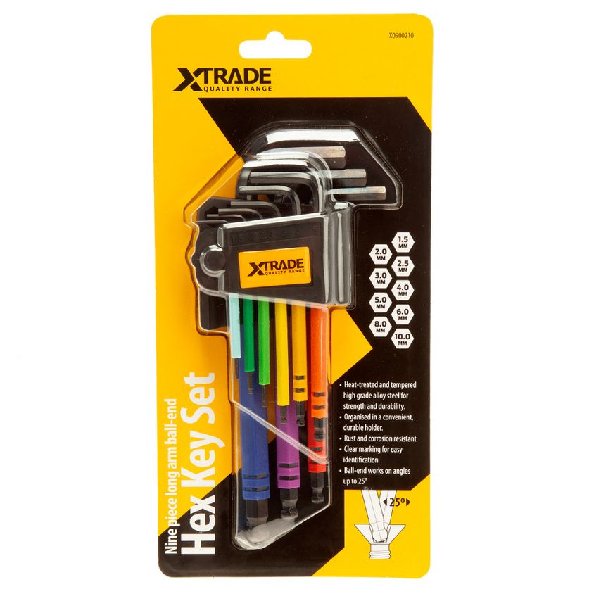 X0900210 Hex Key Set Long Arm Ball End - 9 Piece