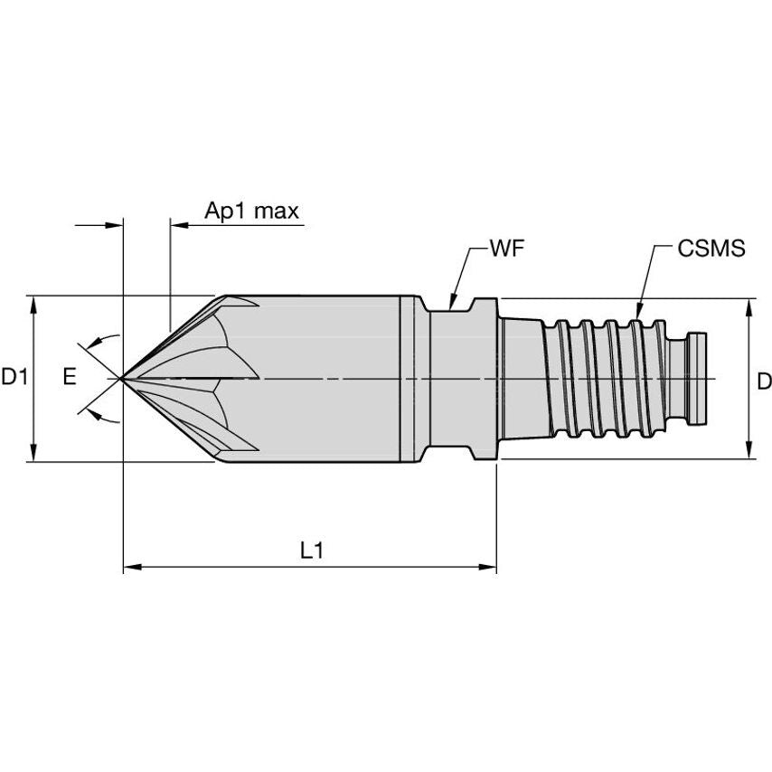 XADA0375Y4CU45 End Mill DL 45 Chamfer 4F 3/8