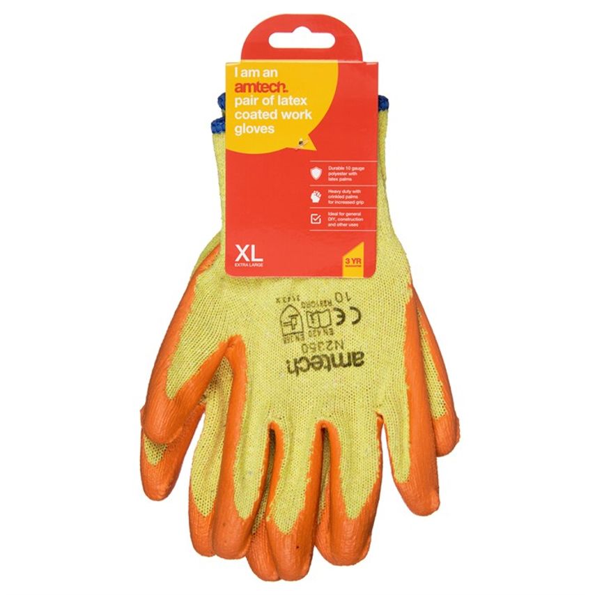 XL (Size 10) Latex Palm Coated Gloves