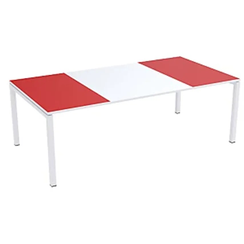 easyDesk Conference Table, HxWxD 750 X 2200 X 1140mm, White/Red