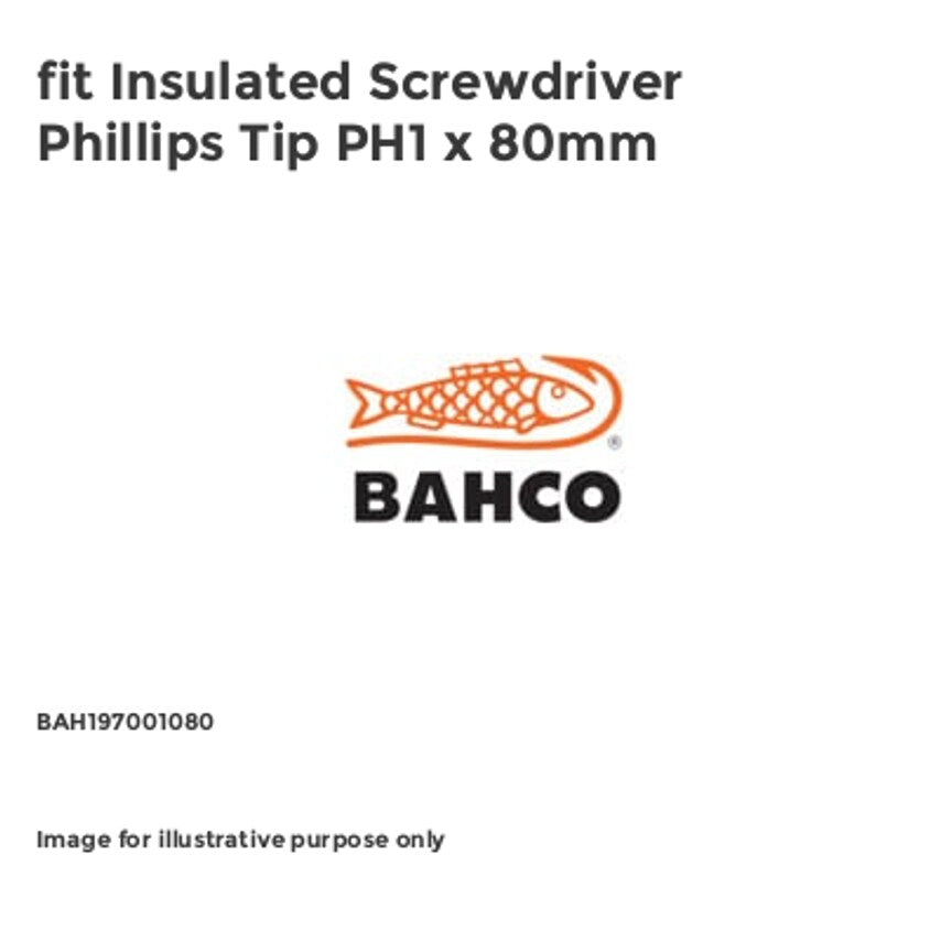 fit Insulated Screwdriver Phillips Tip PH1 x 80mm