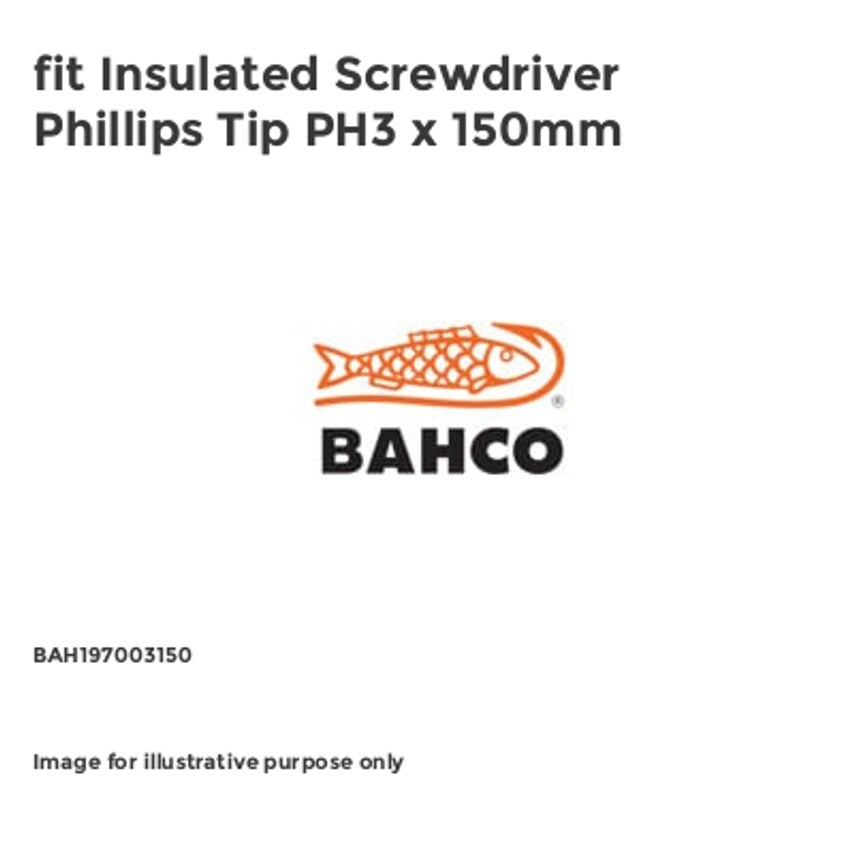 fit Insulated Screwdriver Phillips Tip PH3 x 150mm BAH197003150