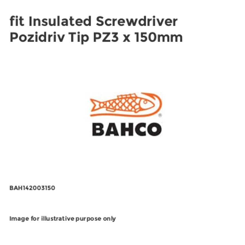 fit Insulated Screwdriver Pozidriv Tip PZ3 x 150mm BAH142003150