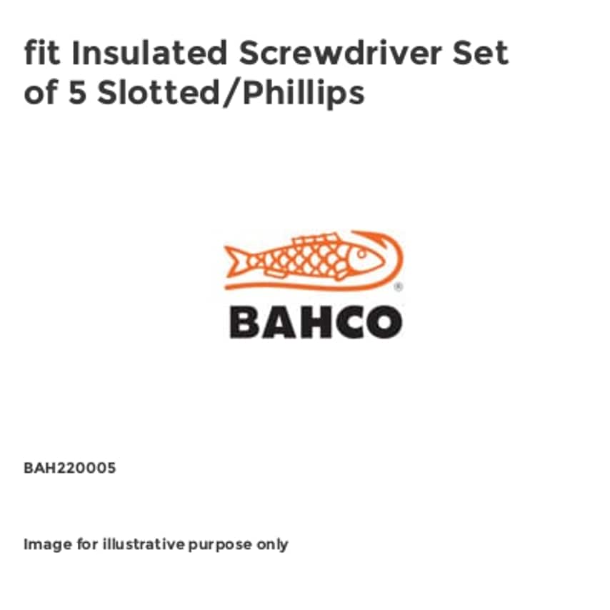 fit Insulated Screwdriver Set of 5 Slotted/Phillips BAH220005