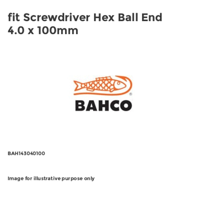 fit Screwdriver Hex Ball End 4.0 x 100mm