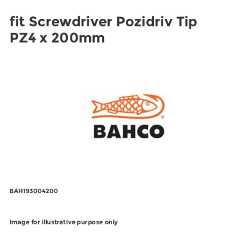 fit Screwdriver Pozidriv Tip PZ4 x 200mm