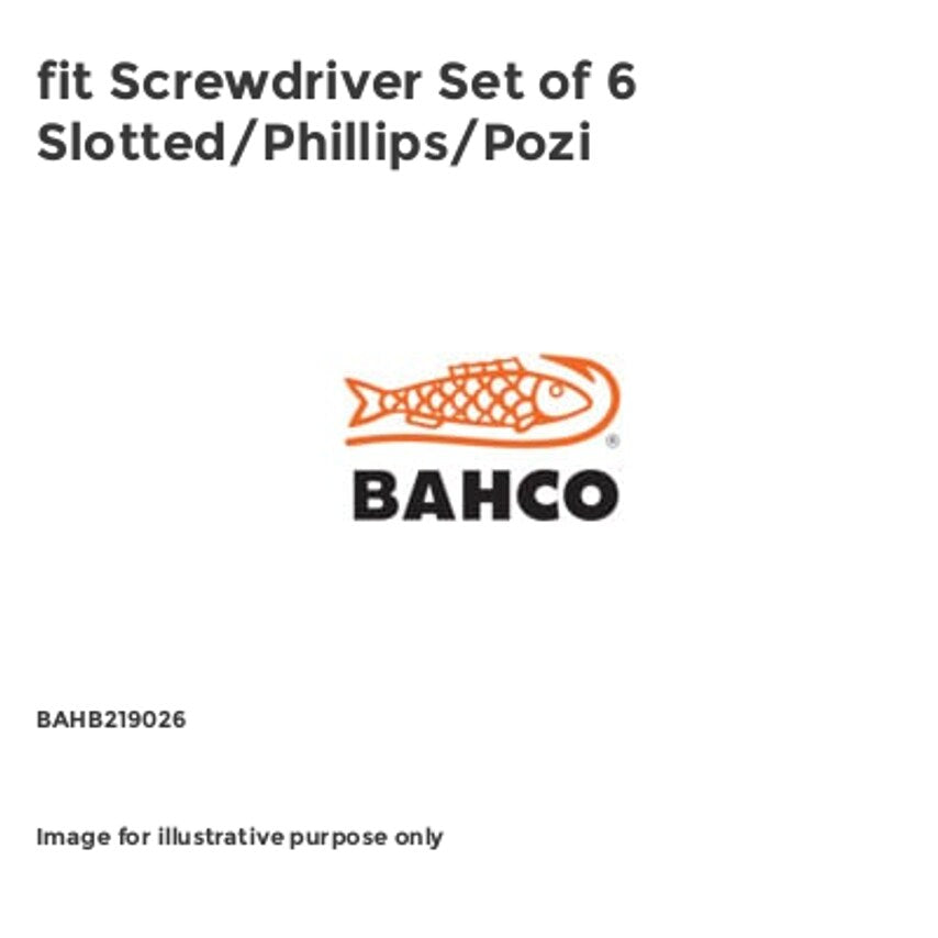 fit Screwdriver Set of 6 Slotted/Phillips/Pozi
