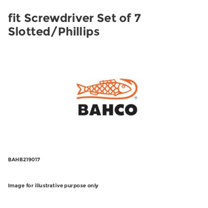 fit Screwdriver Set of 7 Slotted/Phillips BAHB219017