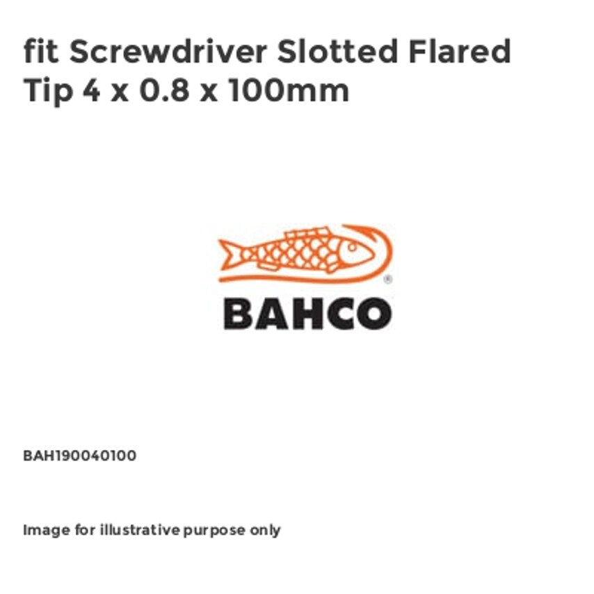 fit Screwdriver Slotted Flared Tip 4 x 0.8 x 100mm