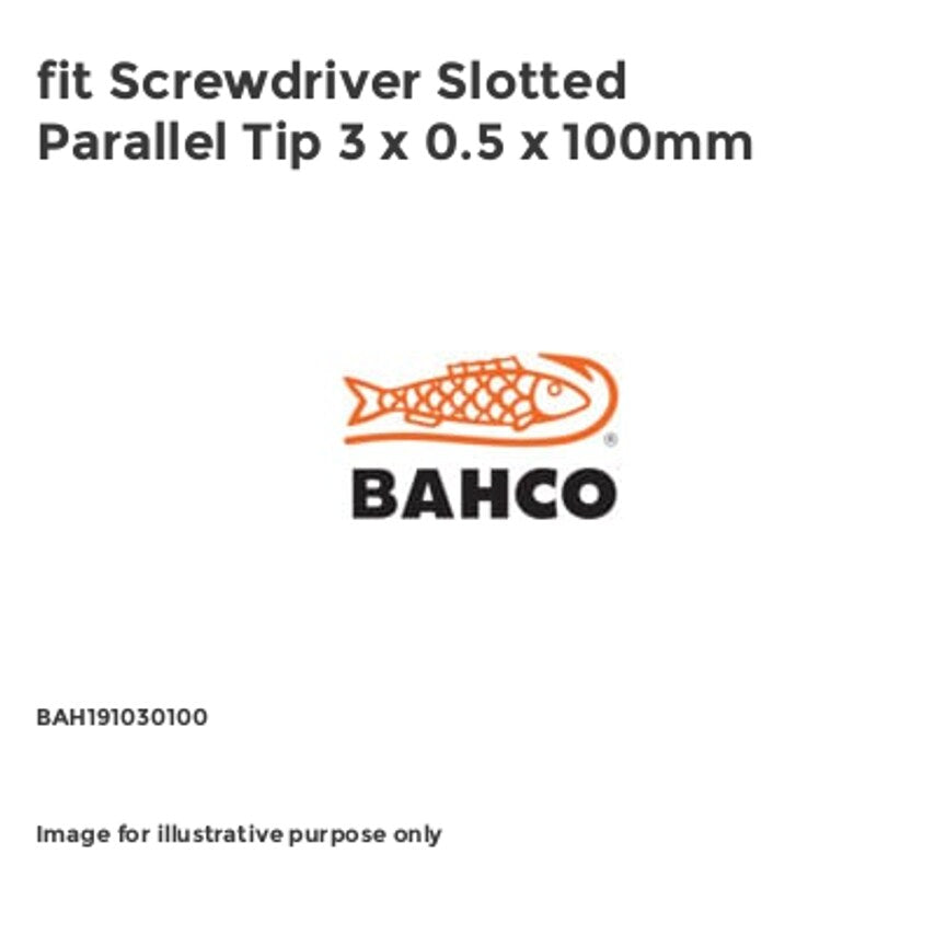 fit Screwdriver Slotted Parallel Tip 3 x 0.5 x 100mm