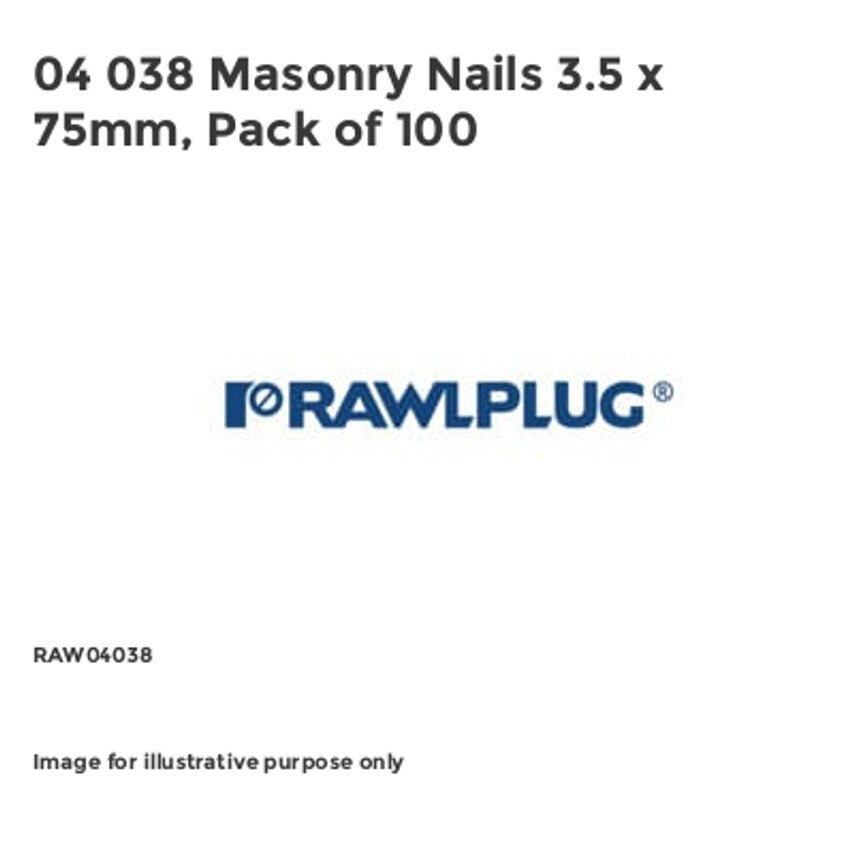04 038 Masonry Nails 3.5 x 75mm, Pack of 100