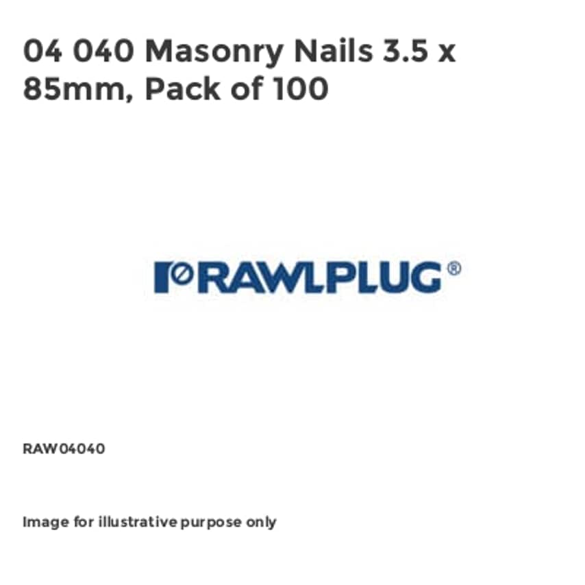 04 040 Masonry Nails 3.5 x 85mm, Pack of 100 RAW04040